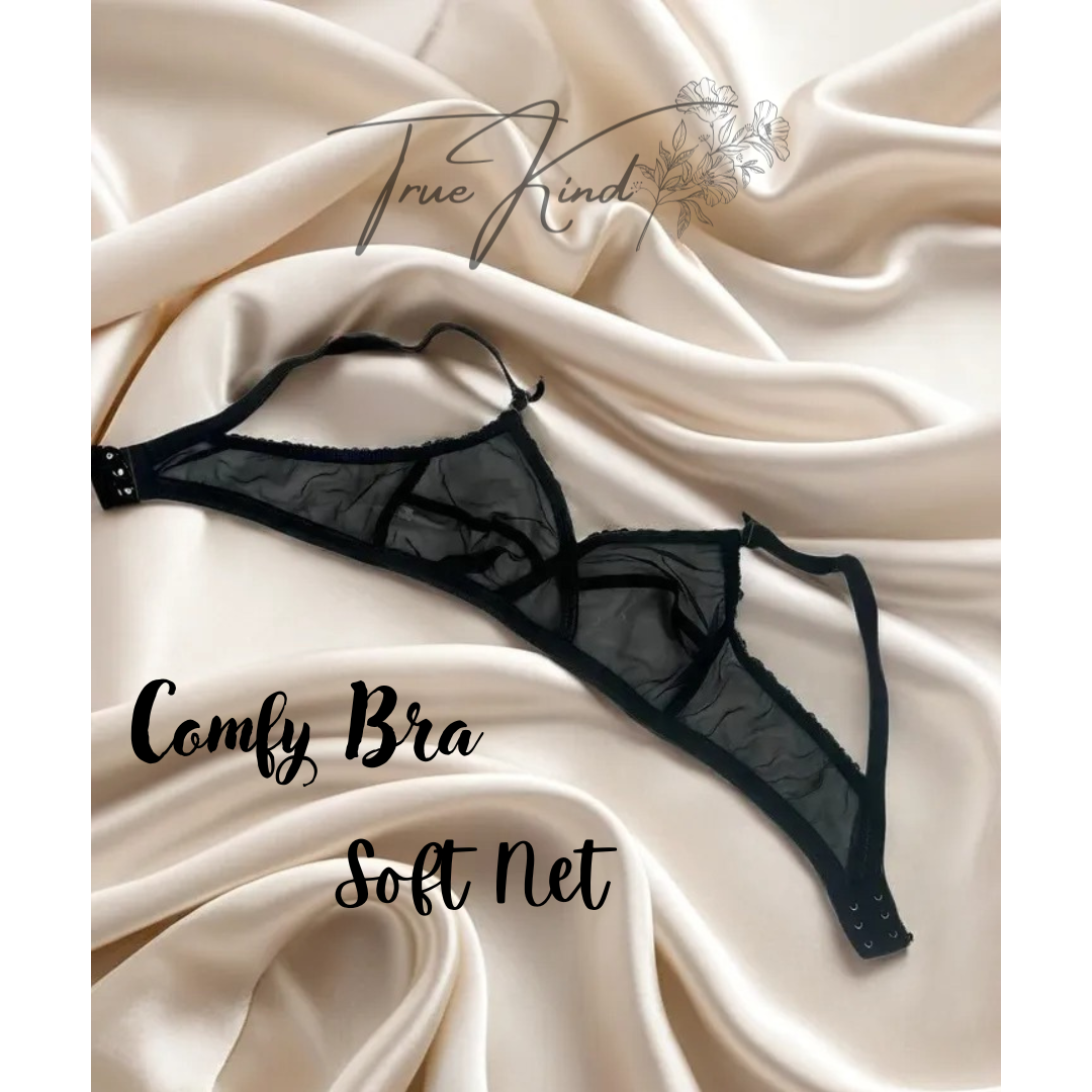Truekind® Pack of 2 Non-Padded & Non-Wired Cotton Net Transparent Bra 🎁