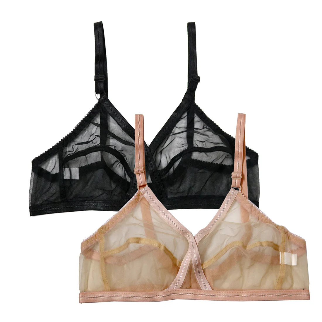 Truekind® Pack of 2 Non-Padded & Non-Wired Cotton Net Transparent Bra 🎁
