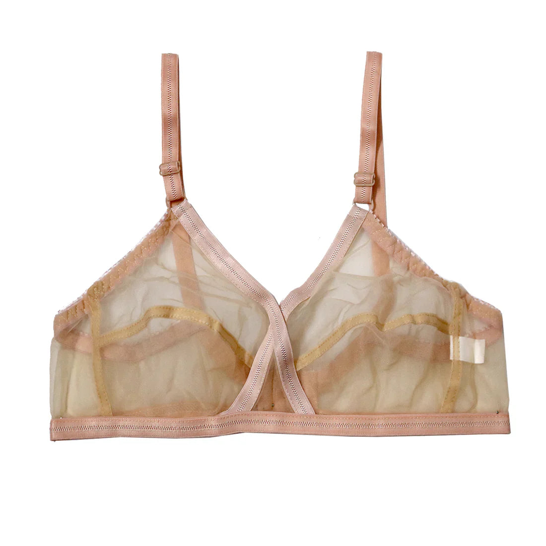 Truekind® Pack of 2 Non-Padded & Non-Wired Cotton Net Transparent Bra 🎁